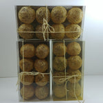 Load image into Gallery viewer, Decorative Gold Spun Grass Raffia Balls w/ Hanger Boxed Set of 8 pcs. NIB
