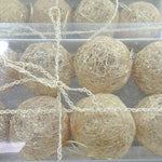 Load image into Gallery viewer, Decorative Gold Spun Grass Raffia Balls w/ Hanger Boxed Set of 8 pcs. NIB
