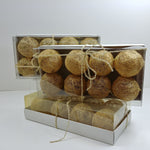 Load image into Gallery viewer, Decorative Gold Spun Grass Raffia Balls w/ Hanger Boxed Set of 8 pcs. NIB
