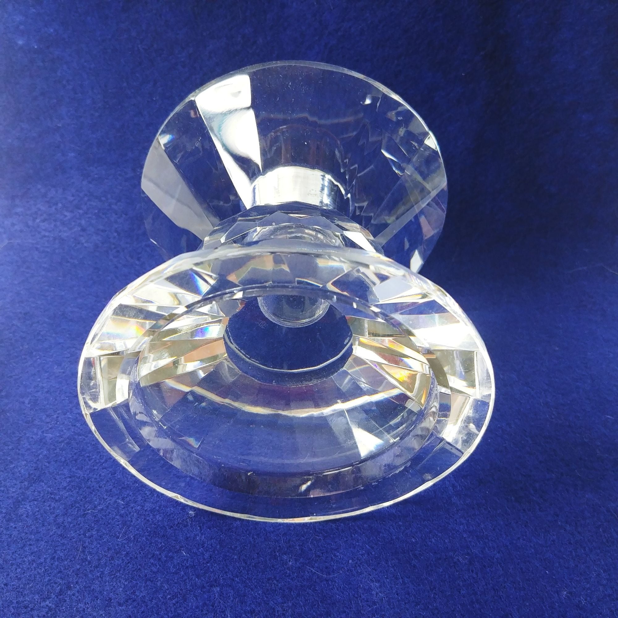 Candleholder Pillar or Taper Faceted Glass Home Decor 3.5" H