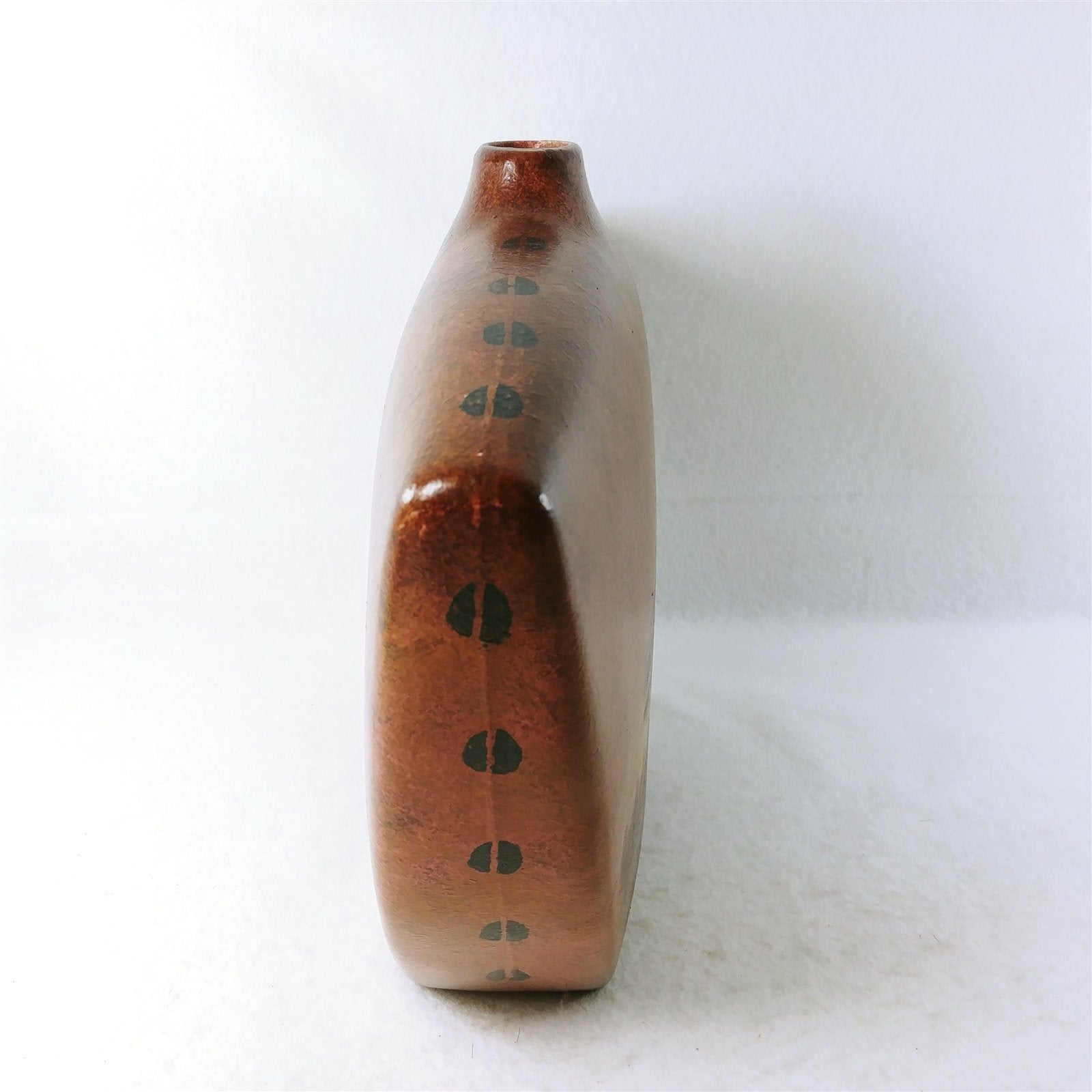 Vase Ceramic Hand Painted Outdoor Scene Brown