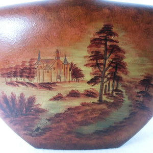 Vase Ceramic Hand Painted Outdoor Scene Brown