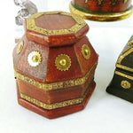 Load image into Gallery viewer, Trinket Boxes Wooden Hinged Lids Metal Trim Accent Red Lined Felt Pad Feet 3 pcs
