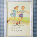 Load image into Gallery viewer, Wall Art Decoupage on Wood Frame Children Roller Skating 15x17 Ready To Hang
