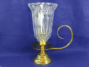 Hurricane Lamp Taper Candle Holder w/ Handle Glass Wind Shade Heavy Pc.