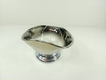 Load image into Gallery viewer, Vintage Folded Edge Silver Translucent Bowl Metal Toned Base
