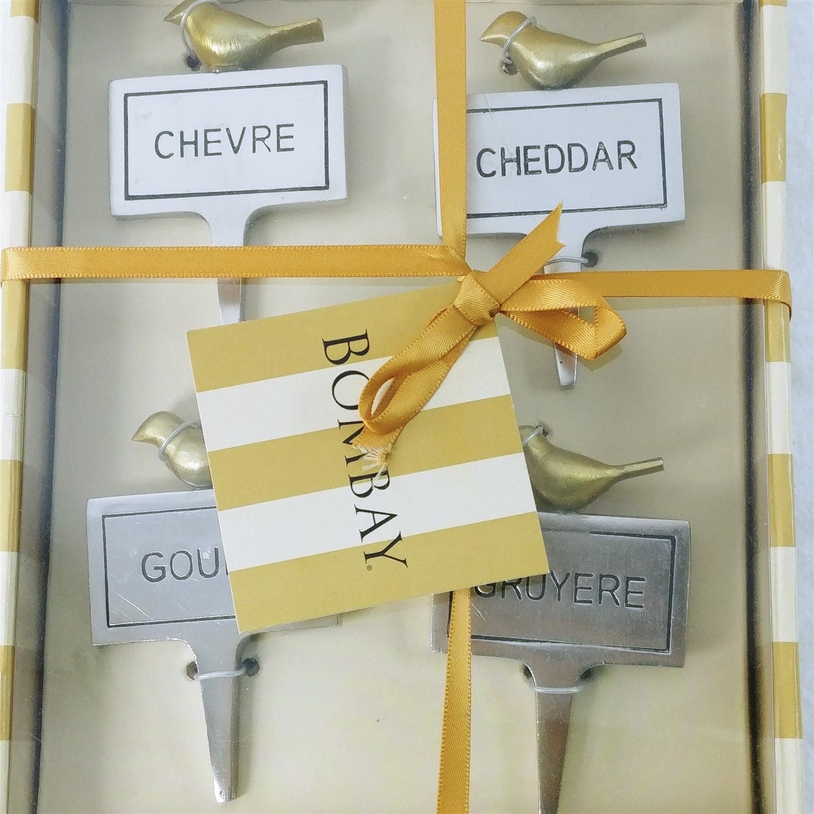 Cheese Markers Bombay Polish Aluminum Birds Gift Box NIB