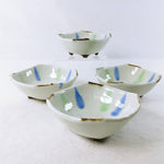 Load image into Gallery viewer, Footed Bowls Gold Corner Accents Ceramic Set of 4
