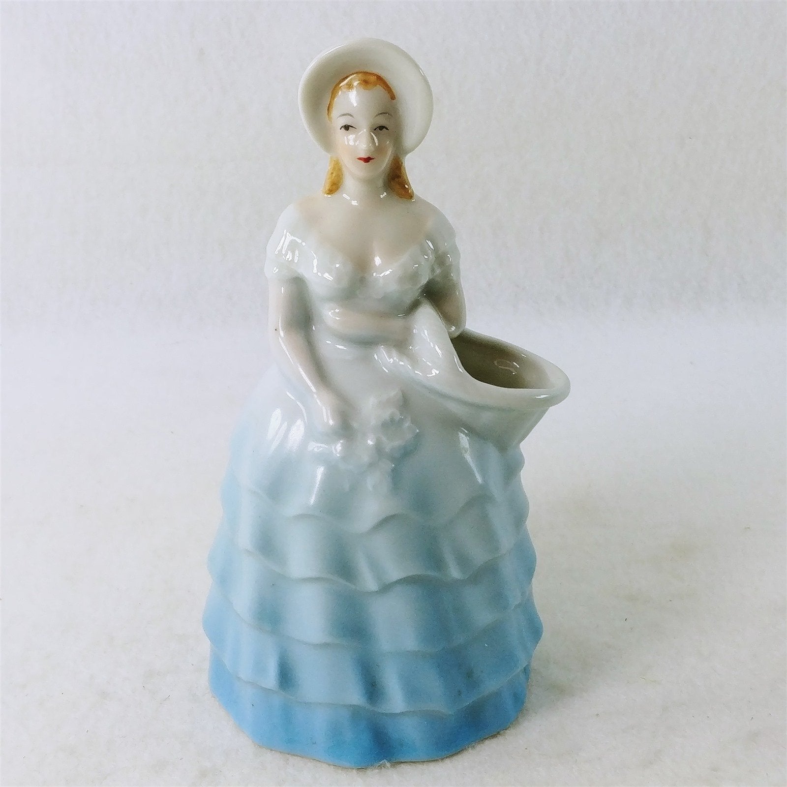 Planter Lady Female Figurine in Dress Hat Ceramic 7"