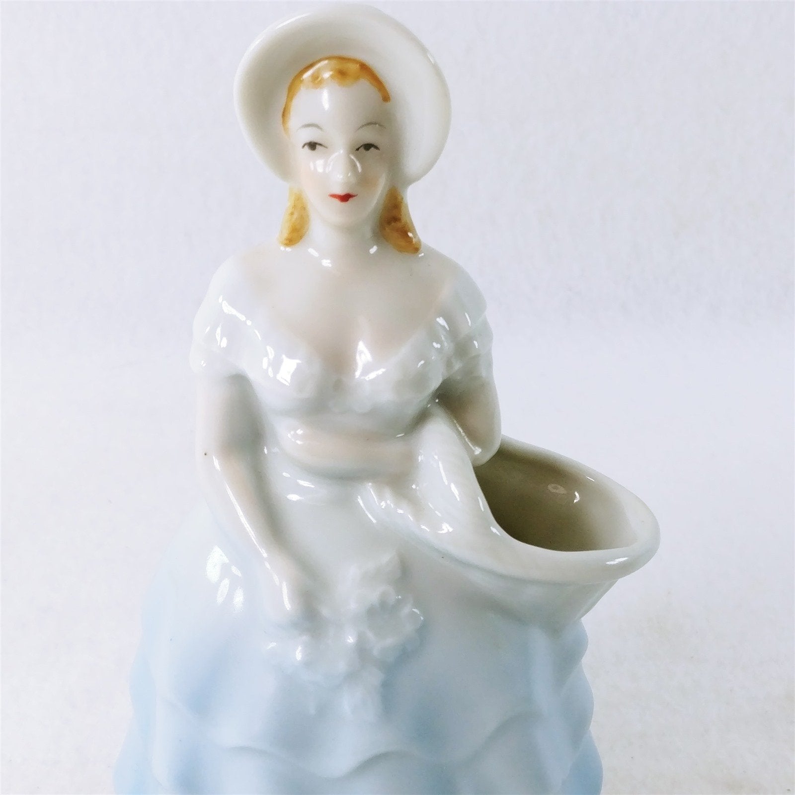 Planter Lady Female Figurine in Dress Hat Ceramic 7"