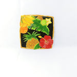 Load image into Gallery viewer, Square Plate Sculptured Tropical Design Bamboo Edge Ceramic 10&quot;
