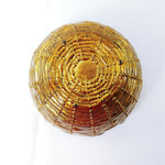 Load image into Gallery viewer, Glass Bowl Scalloped Rim Hand Painted Gold Basketweave Design Made in Turkey
