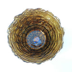 Load image into Gallery viewer, Glass Bowl Scalloped Rim Hand Painted Gold Basketweave Design Made in Turkey
