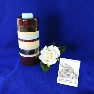 Candle Holder Votive Tea Light Ceramic Striped