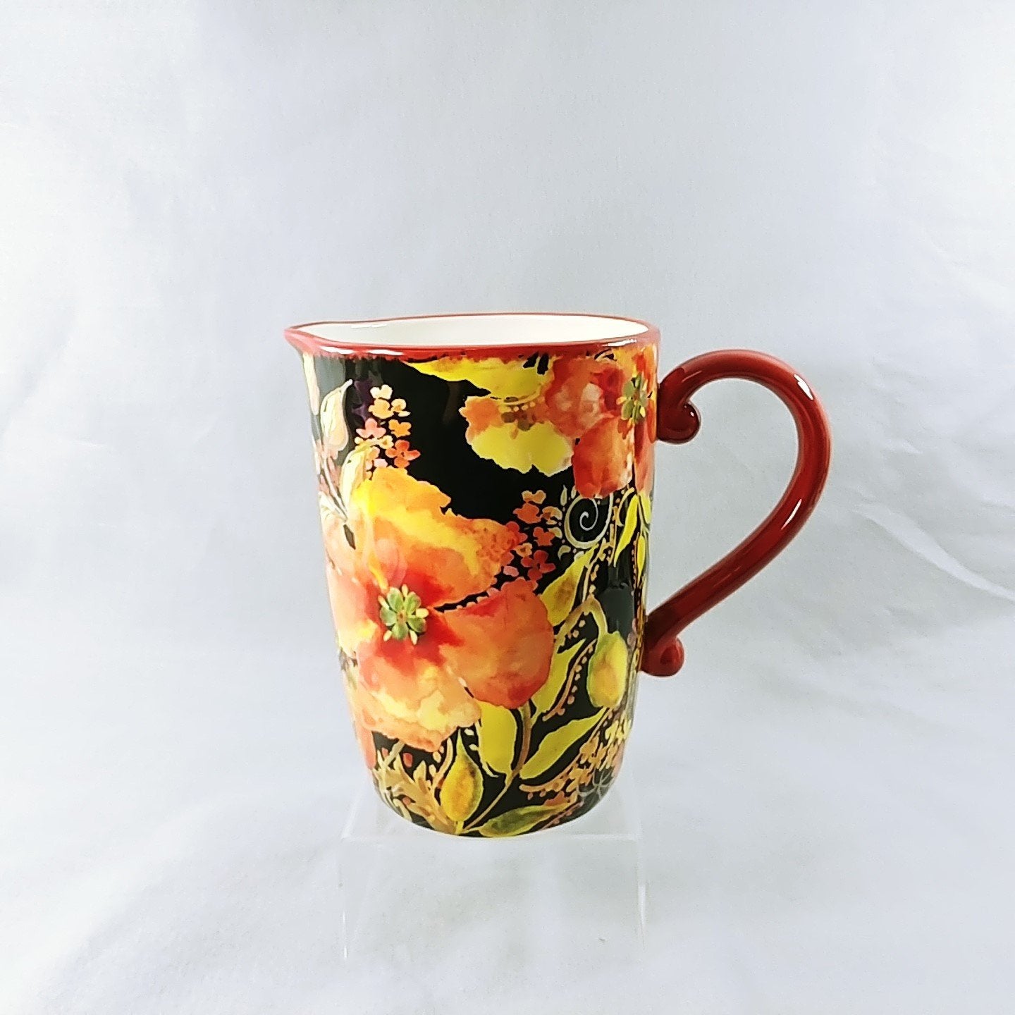 Pitcher Floral Hibiscus Certified International Tre Sorelle 8 1/2"