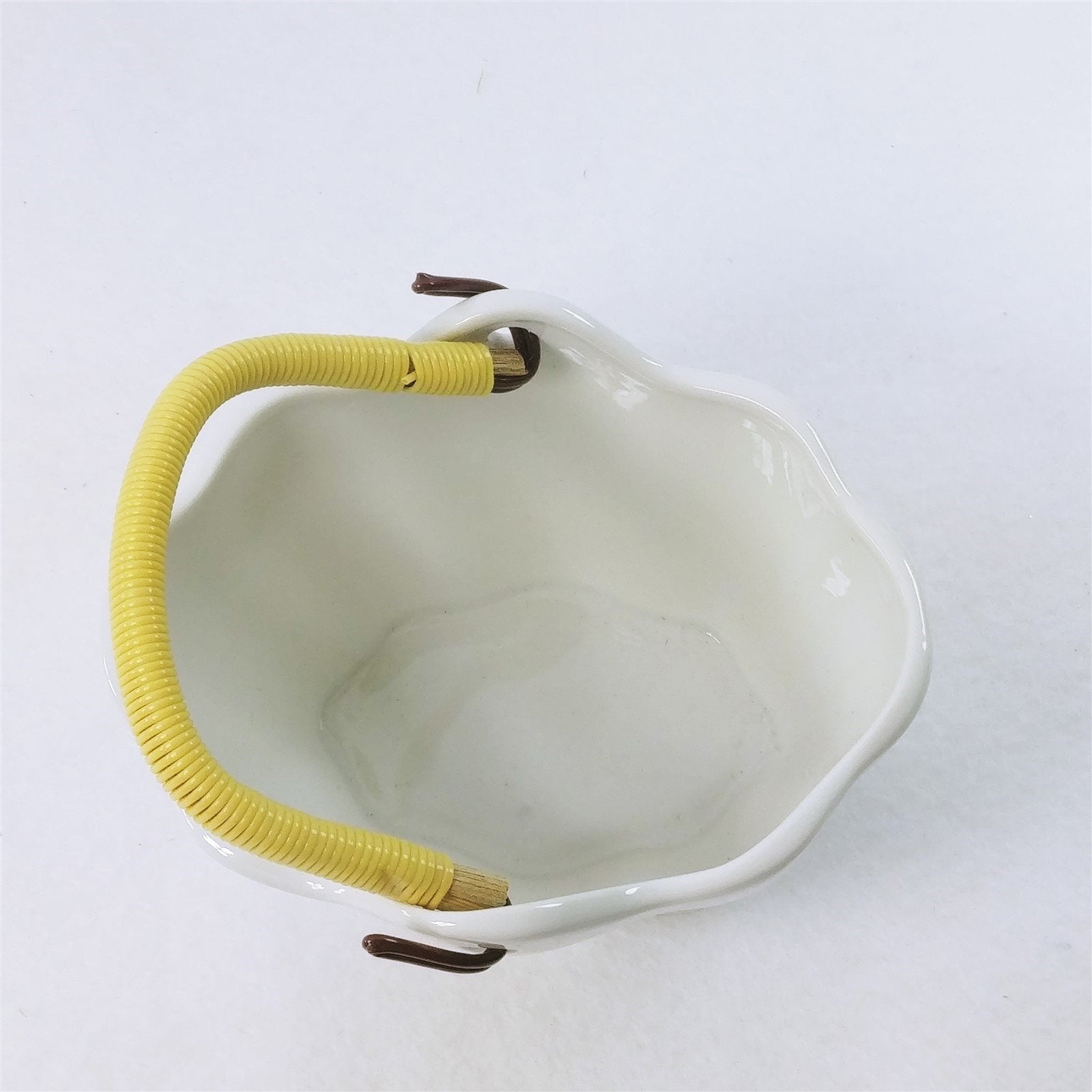 Candy Dish Basket Ceramic with Handle Bunny Motif Wicks N Sticks Japan