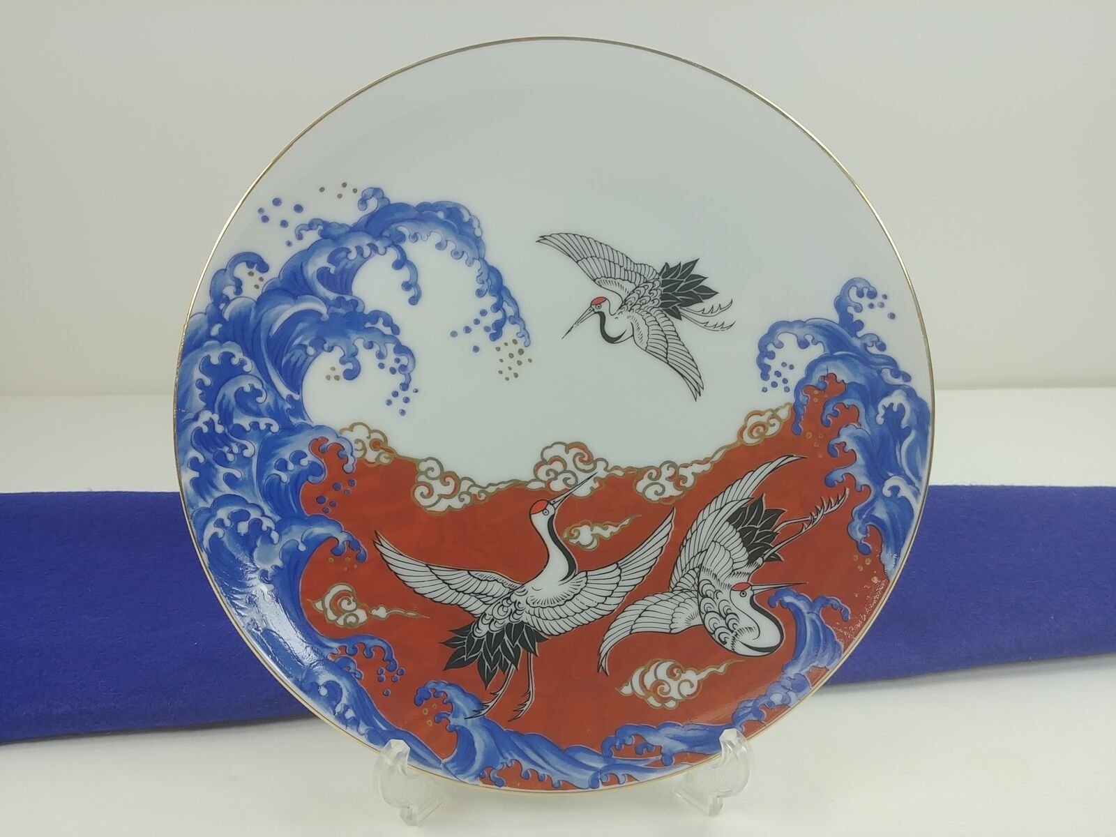 Vtg Takakashi Porcelain Decorative Plate w/ Easel Chop Marked & Original Decal