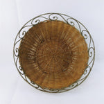 Load image into Gallery viewer, Wicker Basket With Scrolled Metal Rim Metal Base 11 1/2 Dia
