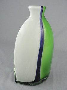 Vase Abstract Art Glass Free Form Flowing Design Oval Shape Interior Painted 11"