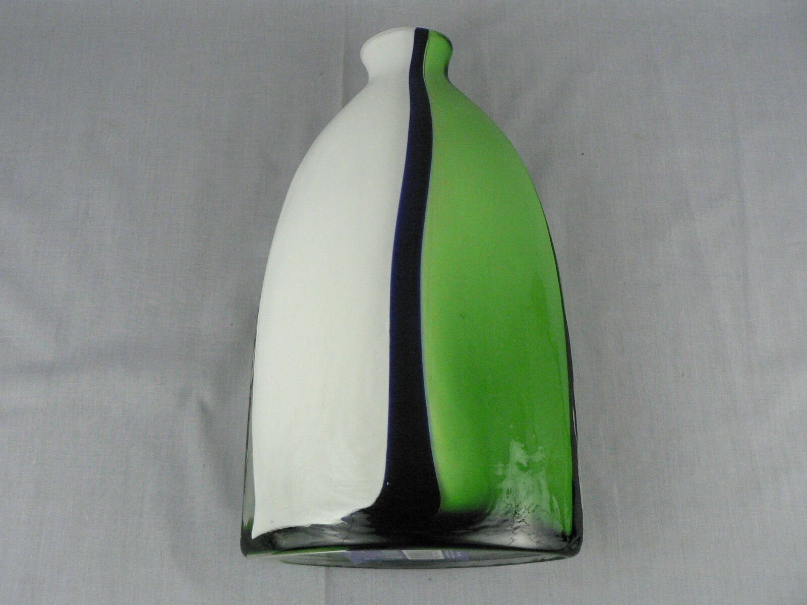 Vase Abstract Art Glass Free Form Flowing Design Oval Shape Interior Painted 11"