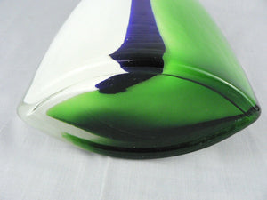 Vase Abstract Art Glass Free Form Flowing Design Oval Shape Interior Painted 11"