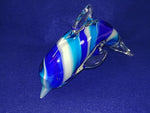 Load image into Gallery viewer, Art Glass Dolphin Paperweight Blue White Hand Made 6&quot;
