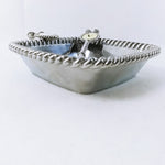 Load image into Gallery viewer, Dip Bowl and Spreader Set Metal Initial Letter V Silver Mudpie 2009
