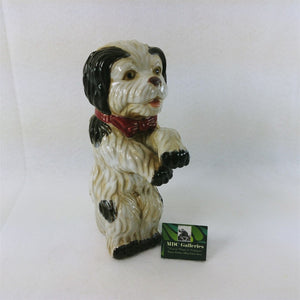 Dog Figurine Ceramic Hand Painted Glaze Playfully Standing On Rear Legs 9" Tall
