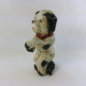 Dog Figurine Ceramic Hand Painted Glaze Playfully Standing On Rear Legs 9" Tall