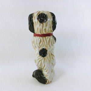 Dog Figurine Ceramic Hand Painted Glaze Playfully Standing On Rear Legs 9" Tall