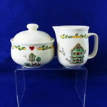 Load image into Gallery viewer, Sugar Bowl with Lid and Creamer Thomson Pottery Birdhouse
