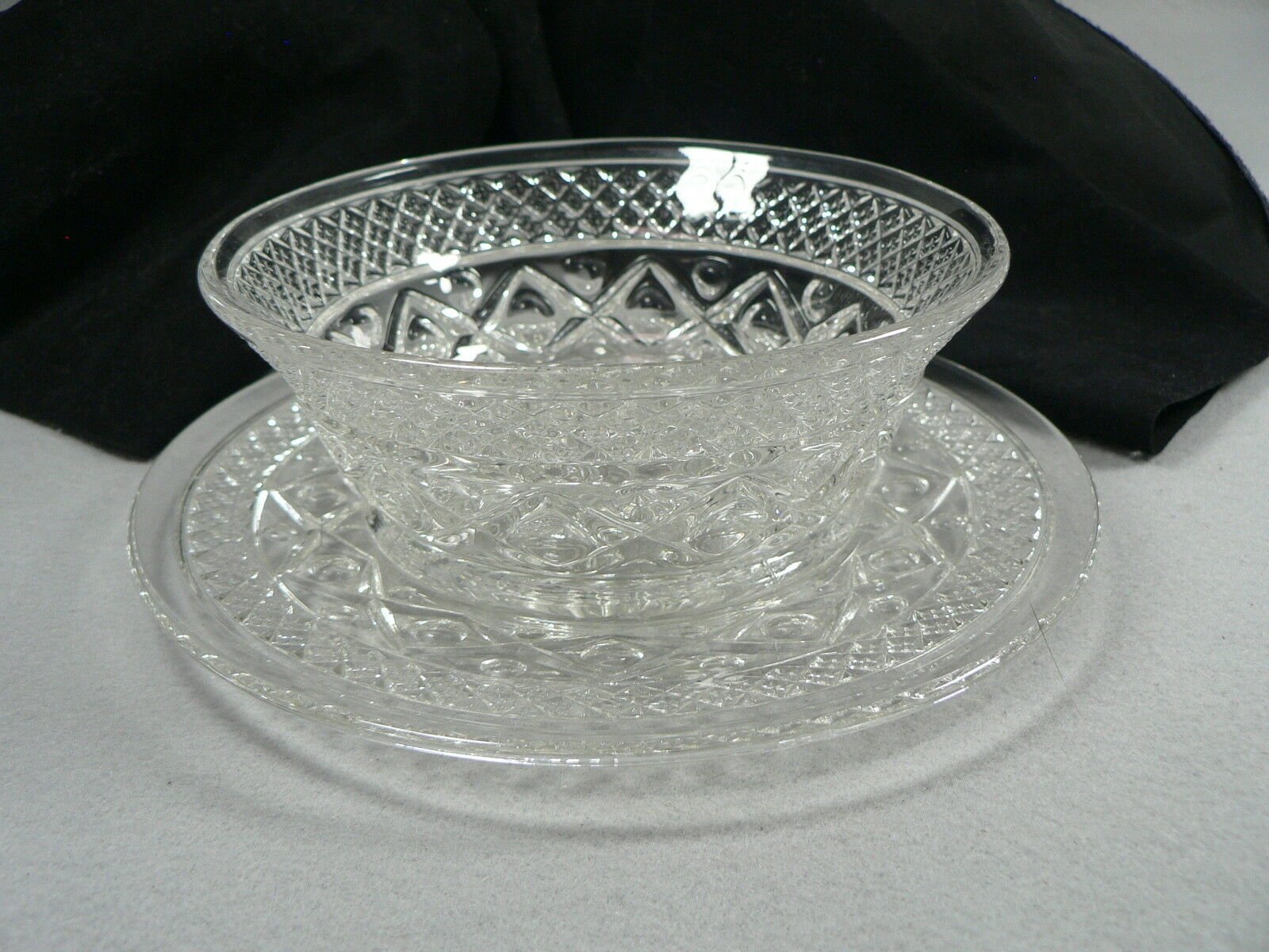 Vtg. Glass Bread Plate and Bowl 7" 2 pc. set