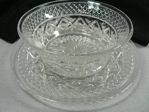 Vtg. Glass Bread Plate and Bowl 7" 2 pc. set