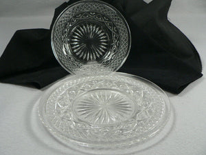 Vtg. Glass Bread Plate and Bowl 7" 2 pc. set