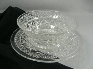 Vtg. Glass Bread Plate and Bowl 7" 2 pc. set