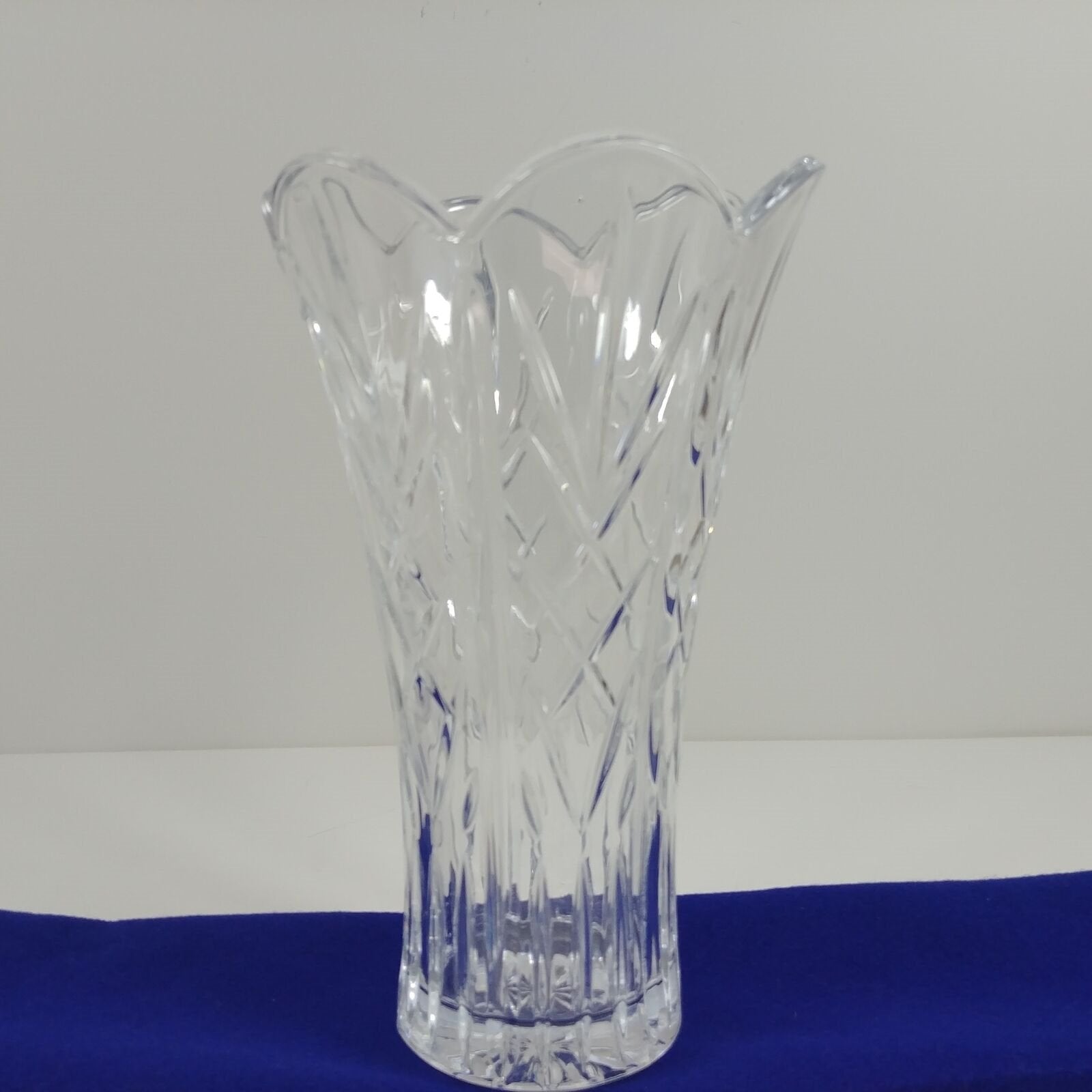 Cut Crystal Vase 11" Heavy Piece Flared Top