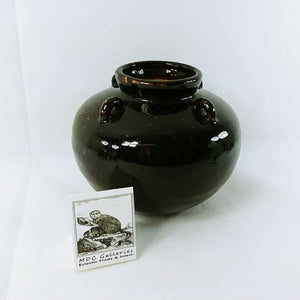 Vase Planter Pot Ceramic Pottery Brown Raised Loops