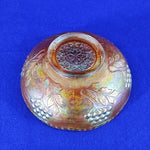 Load image into Gallery viewer, Carnival Glass Candy Dish Amber Grape Leaf Curlicue Design
