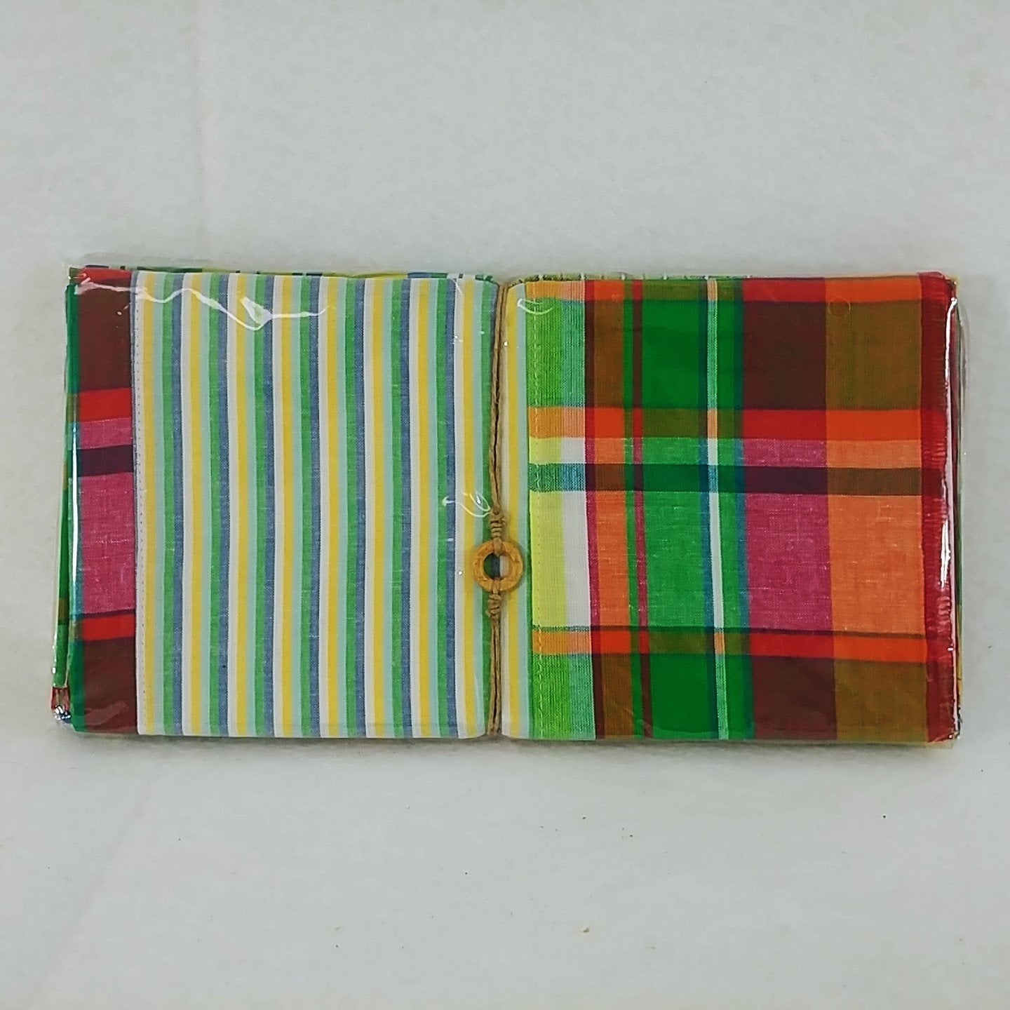 Crate & Barrel Dinner Napkins Madras Plaid Fabric Set of 4 Assorted Plaids