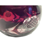 Load image into Gallery viewer, Ruby red vase folded rim glass orb. Floral design etched through to clear
