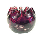 Load image into Gallery viewer, Ruby red vase folded rim glass orb. Floral design etched through to clear
