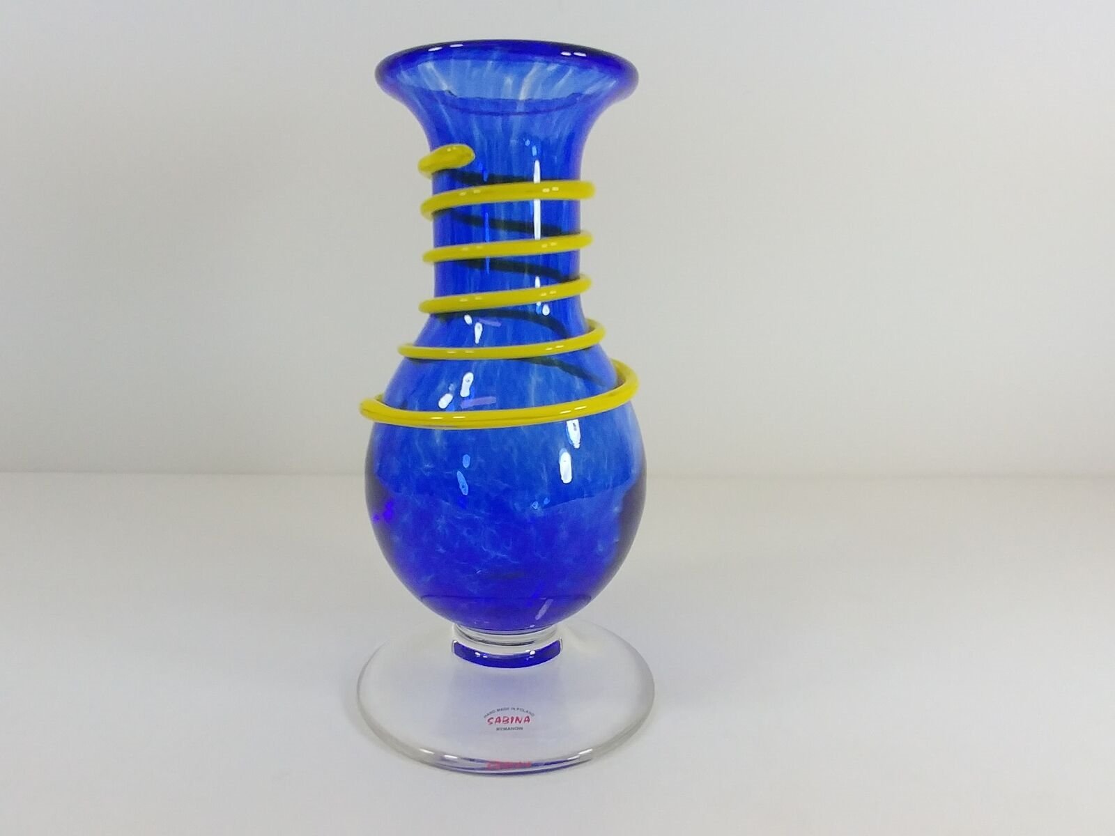 Sabina Rymanow Art Glass Sculptural Vase with 3-D Spiral, 9"