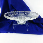 Load image into Gallery viewer, Cake Plate Pedestal Clear Pressed Glass Ridged Edge 12&quot; Round
