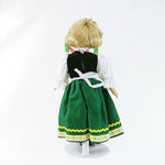 Load image into Gallery viewer, Doll Female Handmade Swedish Dutch Attire on Metal Stand 13&quot;
