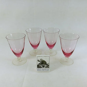 Crystal Tiffin Franciscan Wisteria Stemmed Iced Tea Pink Vintage 6" 4 pc set