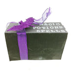 Load image into Gallery viewer, Halloween Decorative Tied Book Stack Magic Potions Spells Purple Bat and Ribbon
