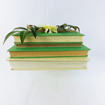 Load image into Gallery viewer, Book Stack Hardcover Ribbon Wrapped Floral Topped Reclaimed Books Set of 4
