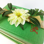 Load image into Gallery viewer, Book Stack Hardcover Ribbon Wrapped Floral Topped Reclaimed Books Set of 4
