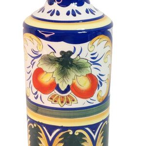 Vase Ceramic Hand Painted Glaze Bright Colors Vintage Home Decor 11"