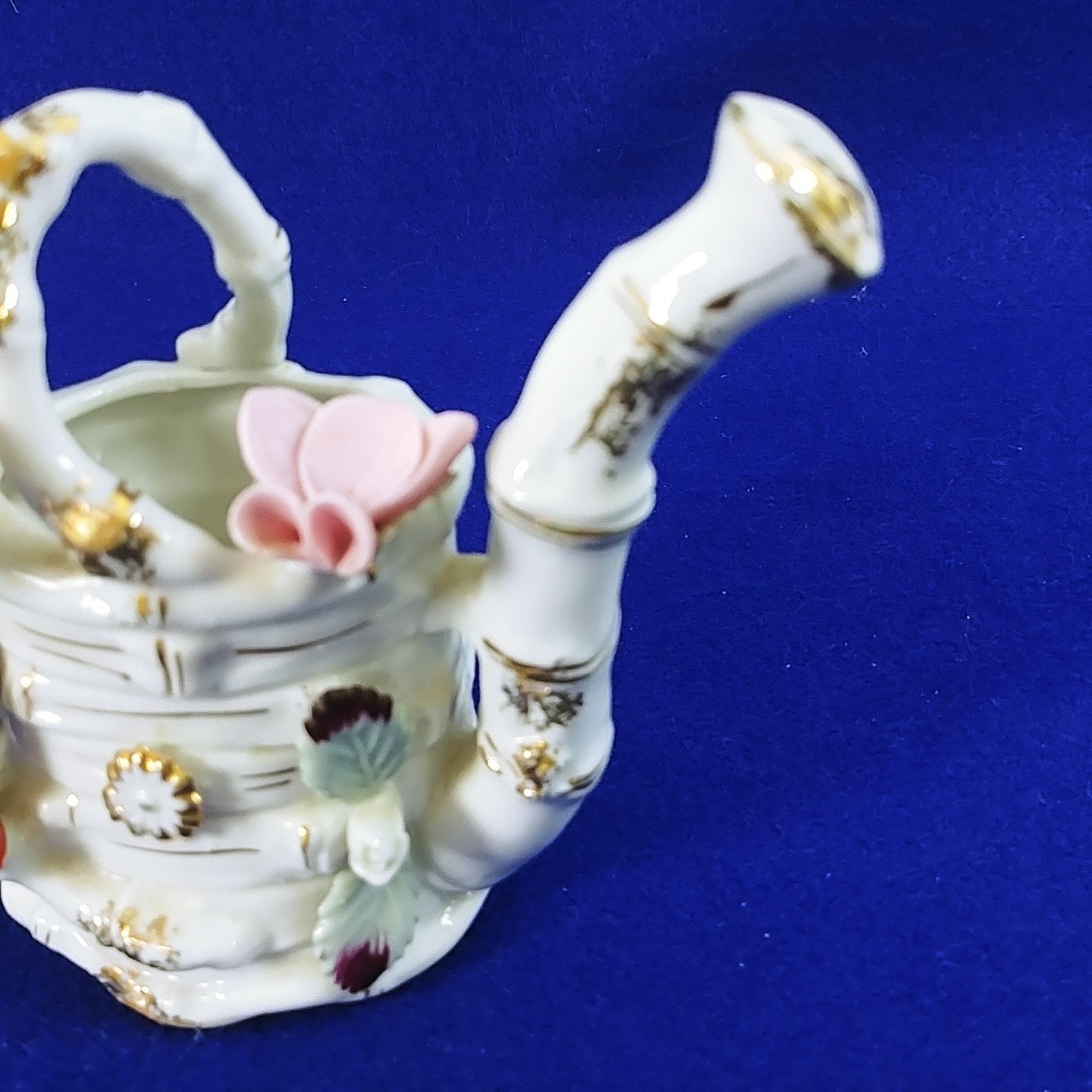 Pitcher Watering Can Mini Gold Accents Girl Butterfly Adornments Bone China